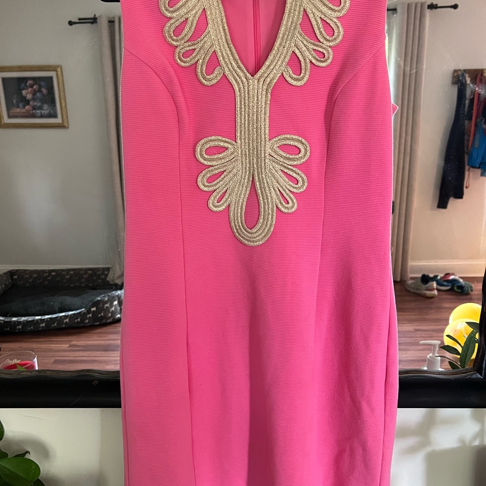 Lilly Pulitzer Pink Dress with Gold Detailing
